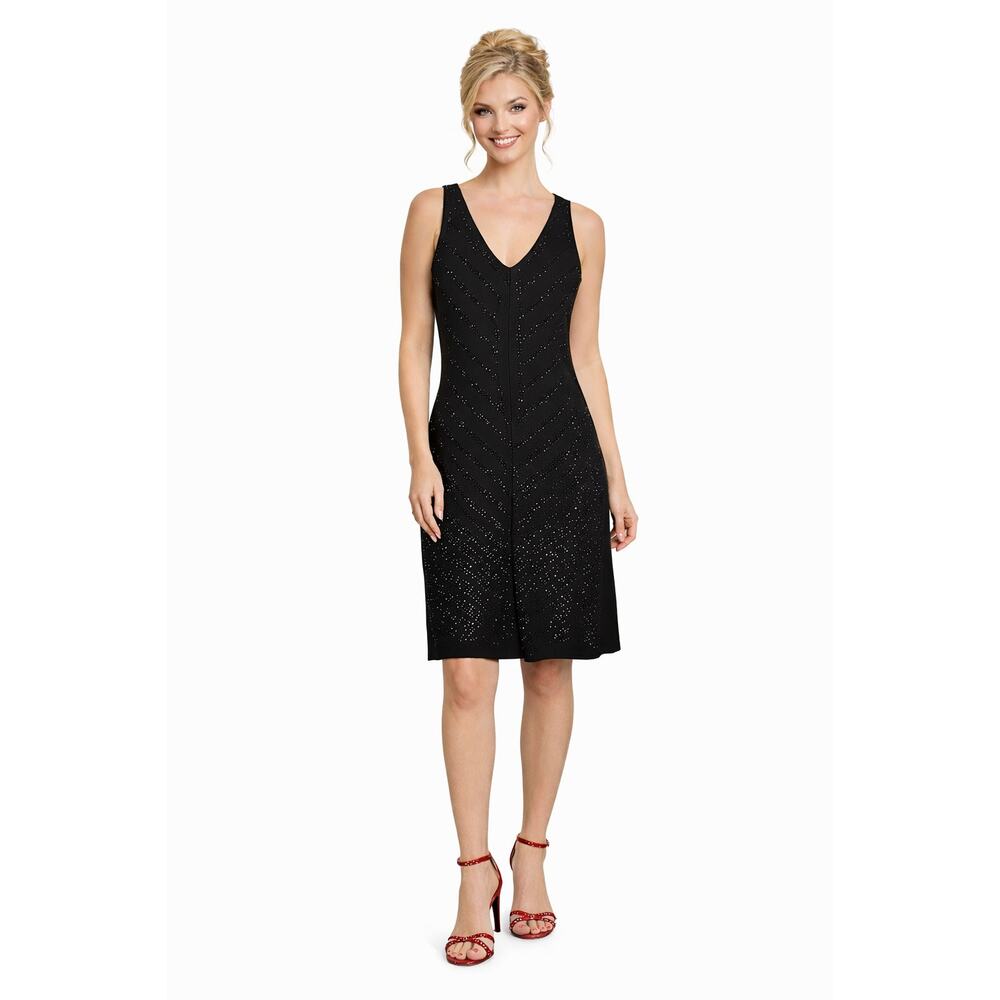 Carmen Marc Valvo Black Studded Cocktail Dress - Size M